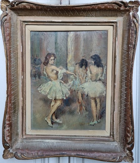 Antique painting "Dancers"