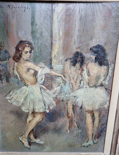 Antique painting "Dancers"