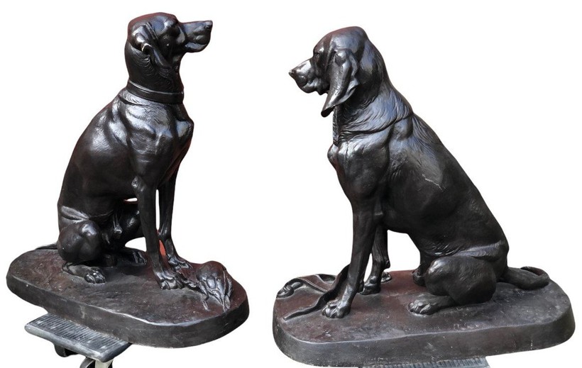 Antique pair sculptures "Hounds"