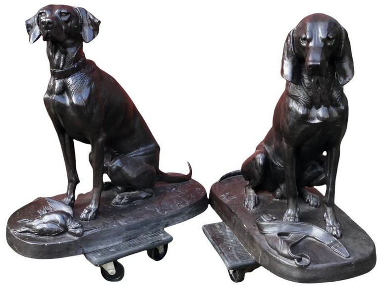 Antique pair sculptures "Hounds"