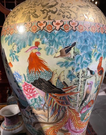 Антикварные парные вазы «Сто птиц»