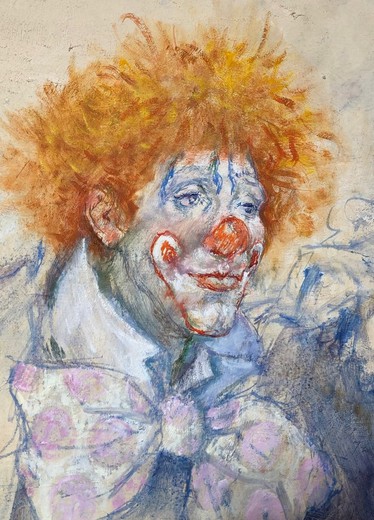 Vintage painting "Clowns"