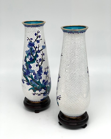 Antique pair vases, cloisonne