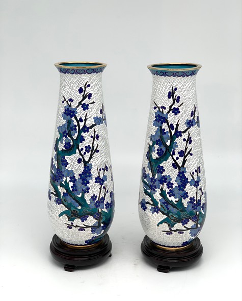 Antique pair vases, cloisonne