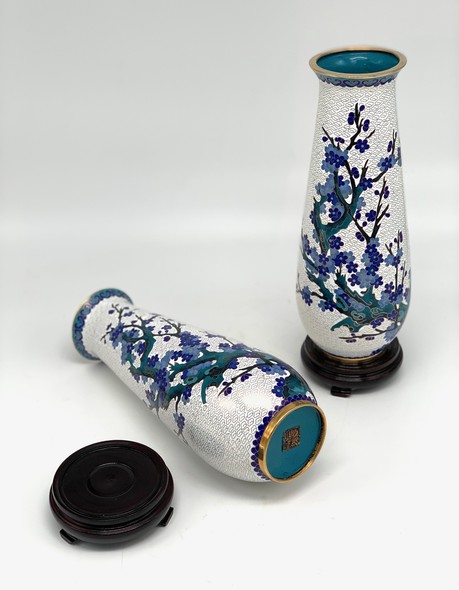 Antique pair vases, cloisonne