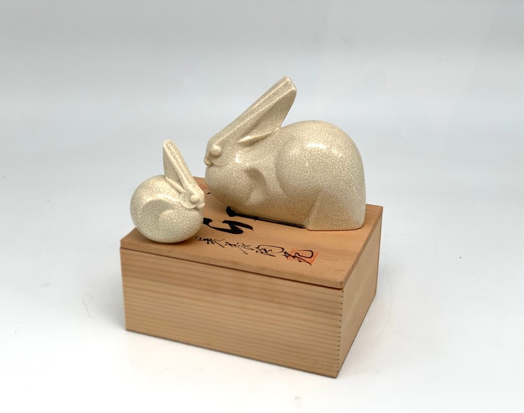 Антикварные скульптуры "Кролики", Япония
