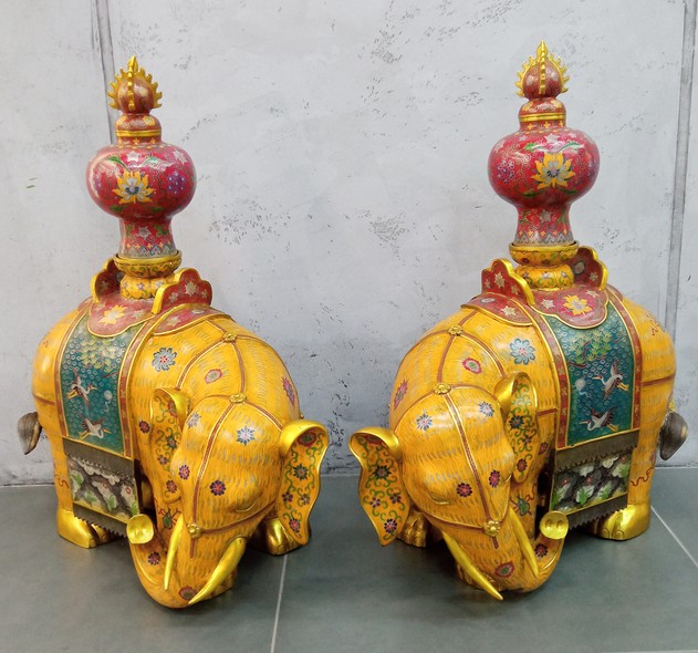 Antique sculpture "Elephants" cloisonne, China