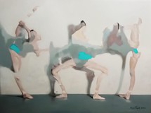 The painting "Pink ballerinas in turquoise panties"