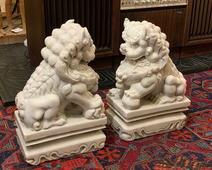 Antique paired sculptures "Fo Dogs"