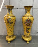 Antique pair vases "Phoenixes and dragons"