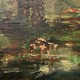 Антикварная картина «Речной пейзаж»