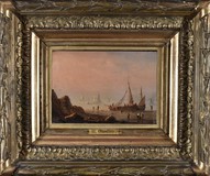 Антикварная картина "Рыбацкая флотилия"