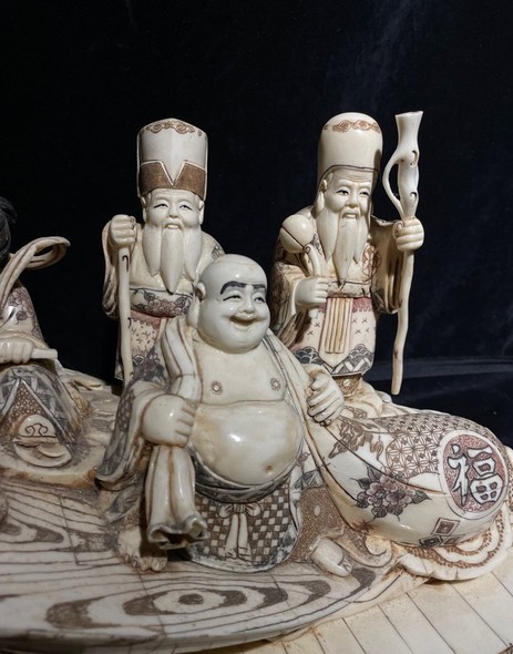 Antique sculptural composition "Seven gods of happiness"