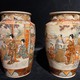 Antique paired Satsuma vases