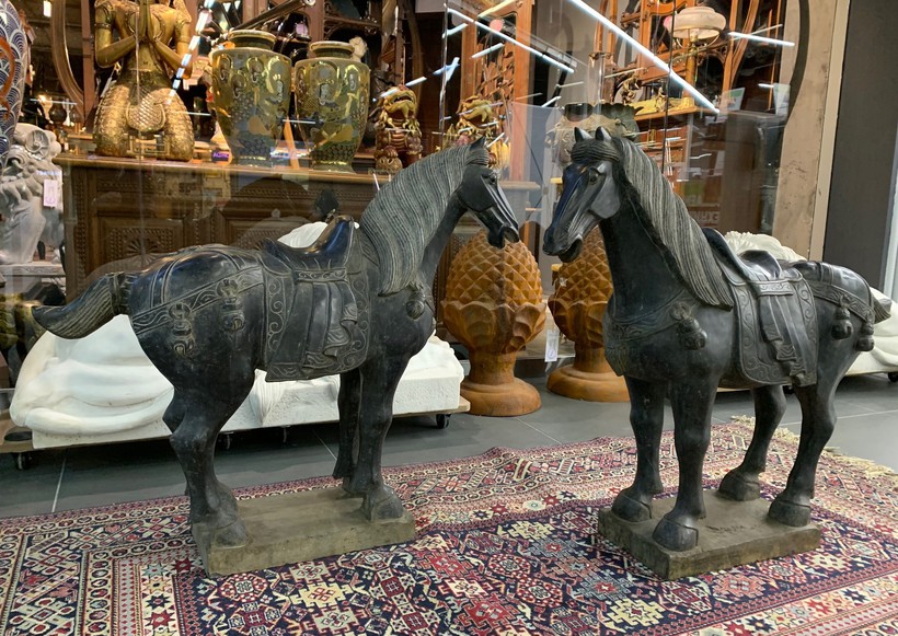 Antique pair sculptures of horses