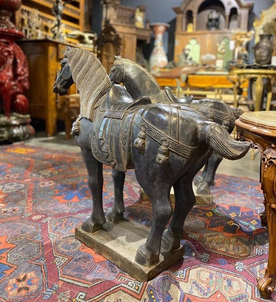 Antique pair sculptures of horses