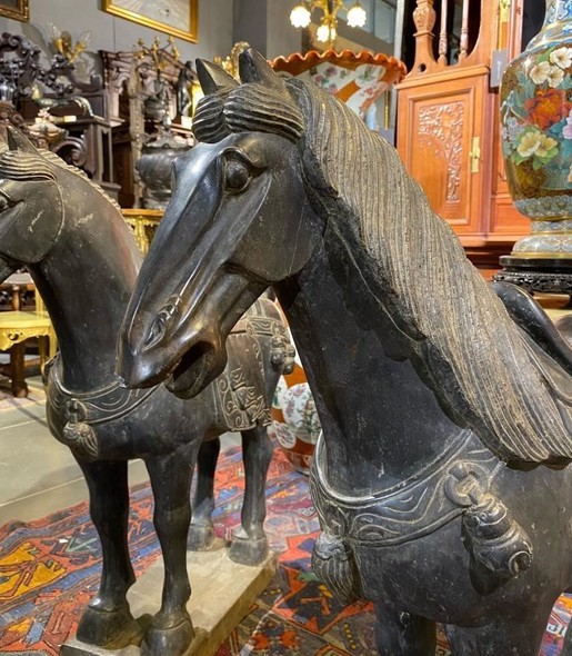 Antique pair sculptures of horses