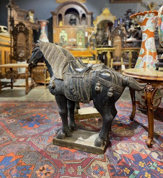 Antique pair sculptures of horses