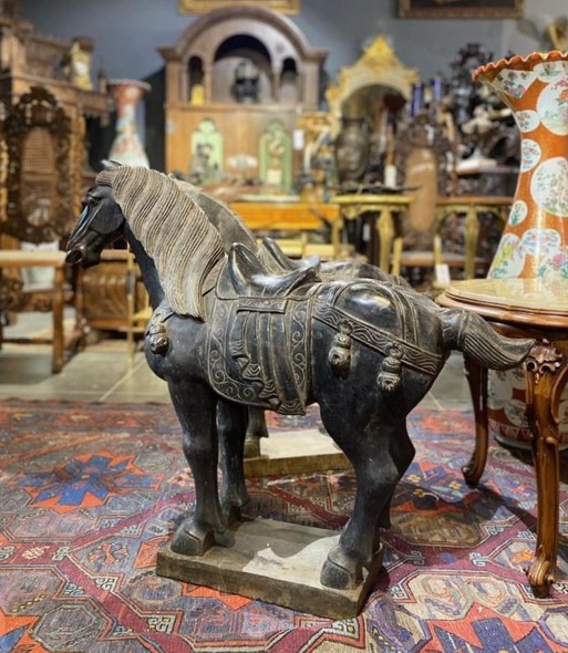 Antique pair sculptures of horses