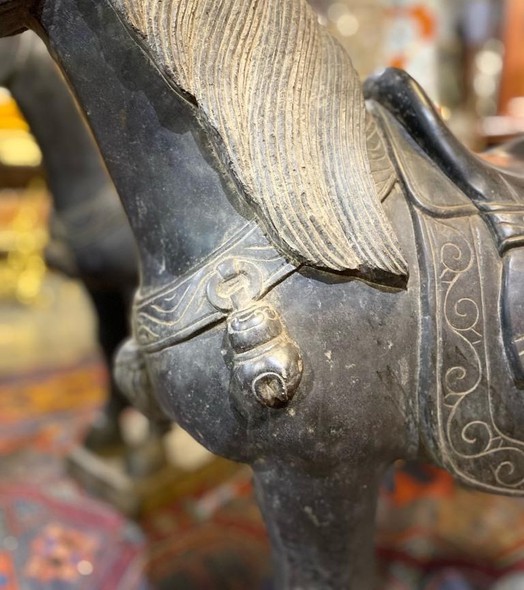 Antique pair sculptures of horses