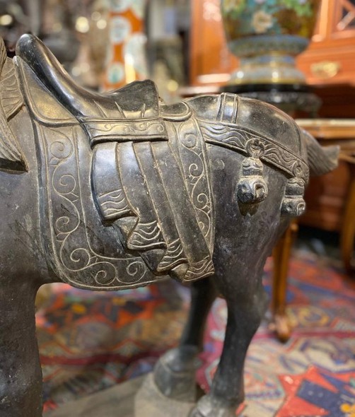 Antique pair sculptures of horses