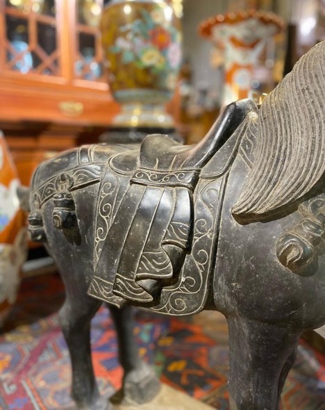 Antique pair sculptures of horses