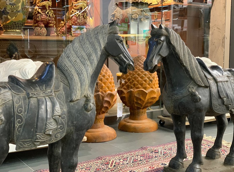 Antique pair sculptures of horses