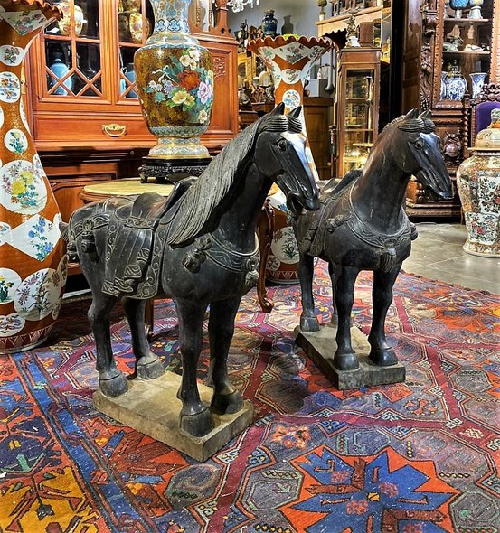 Antique pair sculptures of horses