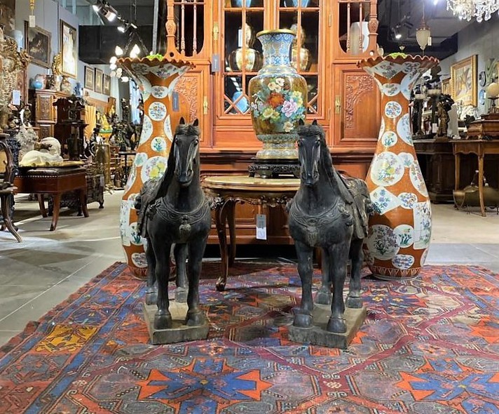 Antique pair sculptures of horses