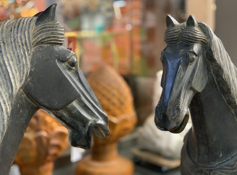 Antique pair sculptures of horses