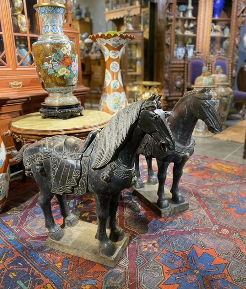 Antique pair sculptures of horses