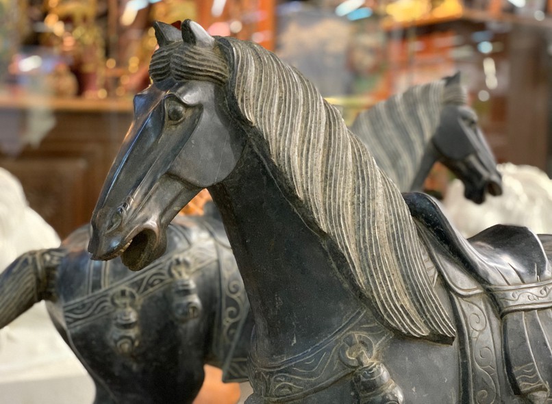 Antique pair sculptures of horses