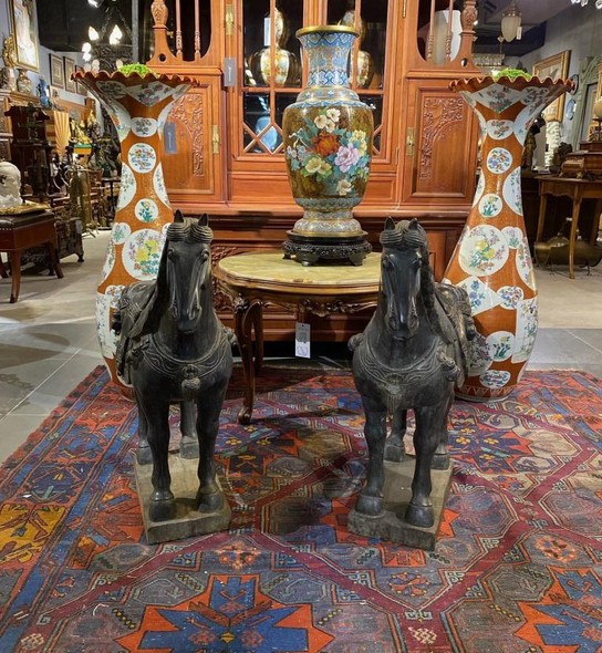 Antique pair sculptures of horses