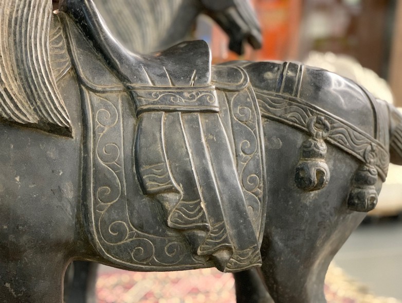 Antique pair sculptures of horses