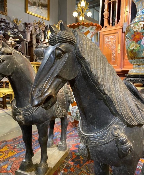 Antique pair sculptures of horses