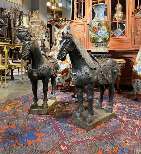 Antique pair sculptures of horses