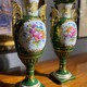 Pair antique green vases