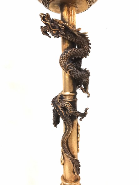 Bronze candlesticks with dragons
