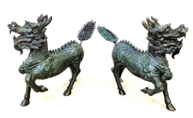 Парные скульптуры Китайских единорогов "Цилинь"