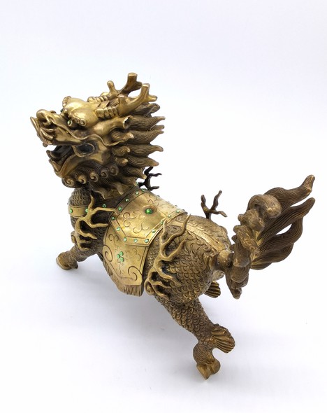 Paired sculptures of Chinese unicorns "Qilin"