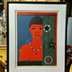 Antique lithograph "Woman in red"