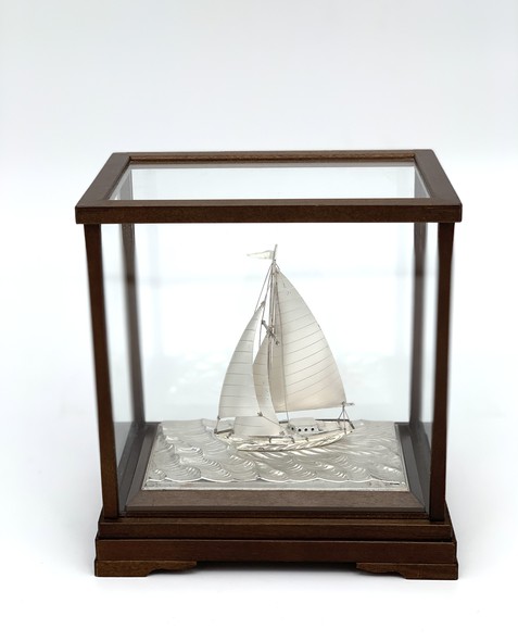 Ship model in a glass box