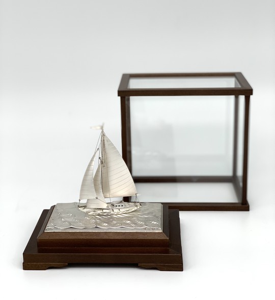 Ship model in a glass box