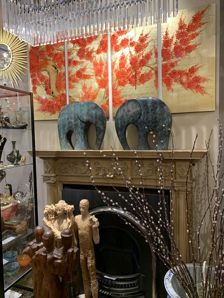 Vintage paired sculptures "Elephants"
