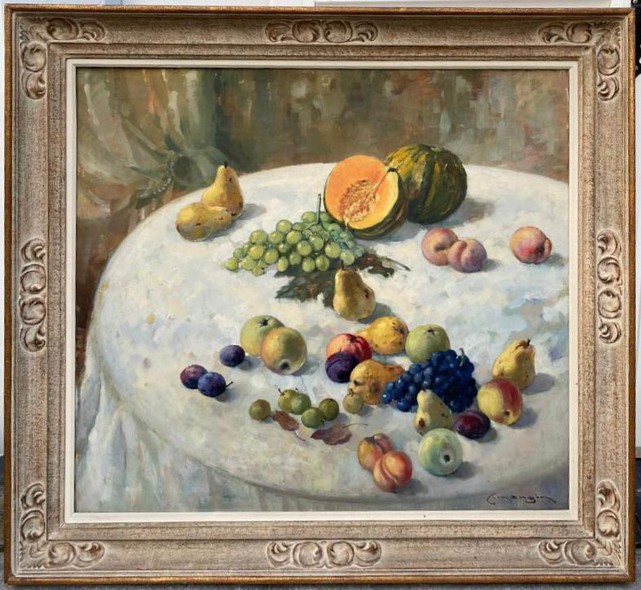 Антикварная картина «Стол с фруктами»