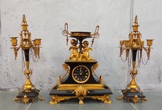 Antique clock with candelabra