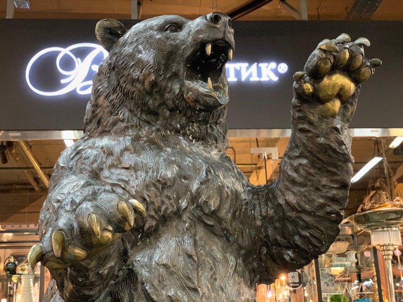 Large bronze sculpture of a bear