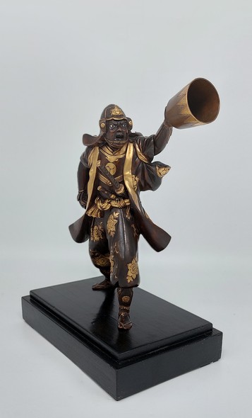 Antique okimono "Samurai with a lantern"