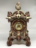 Антикварные часы "Сова", майолика