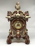 Antique clock "Owl", majolica